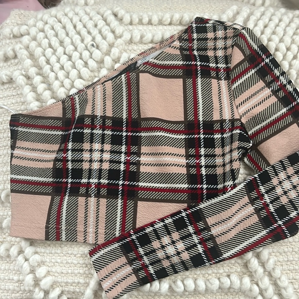 Off the Shoulder Burberry patterned shirt